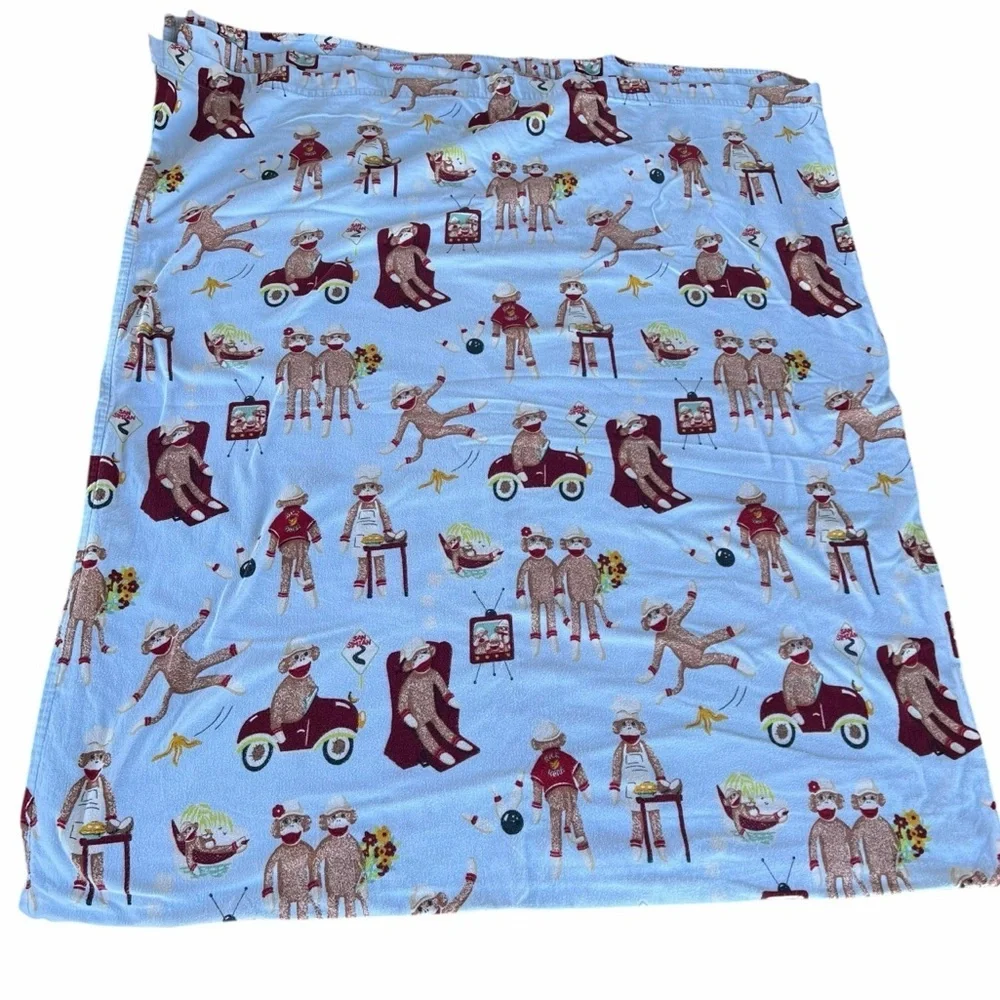 VTG Nick & Nora Sock Monkey 4-Piece Full Size Flannel Sheet Set 100% Cotton READ